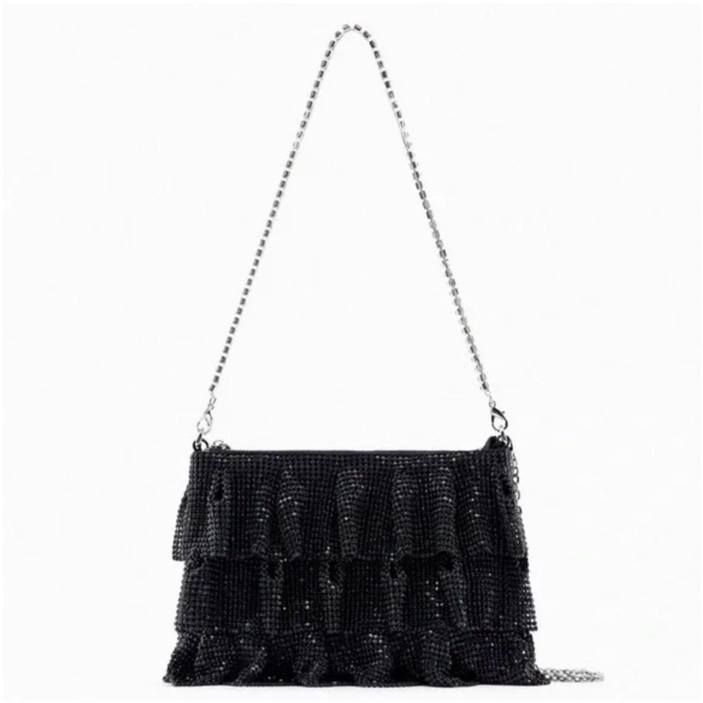 Zara Metallic Mesh Crossbody Bag